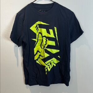Fox Black and Yellow Short Sleeve Tee with Bold Graphic